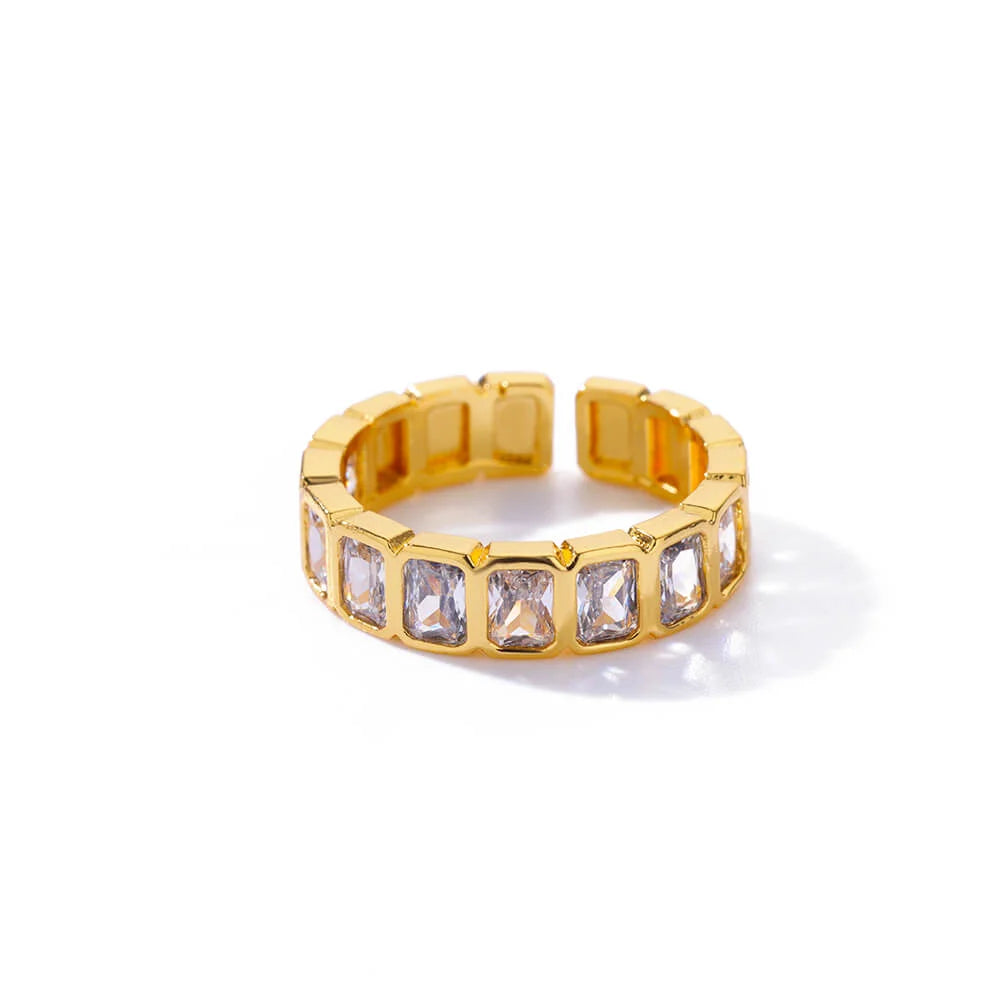 Bunte Zirkon Ringe Für Frauen Gold Farbe Edelstahl Farbige Zirkonia Ring Luxus Mode Hochzeit Schmuck Geschenk
