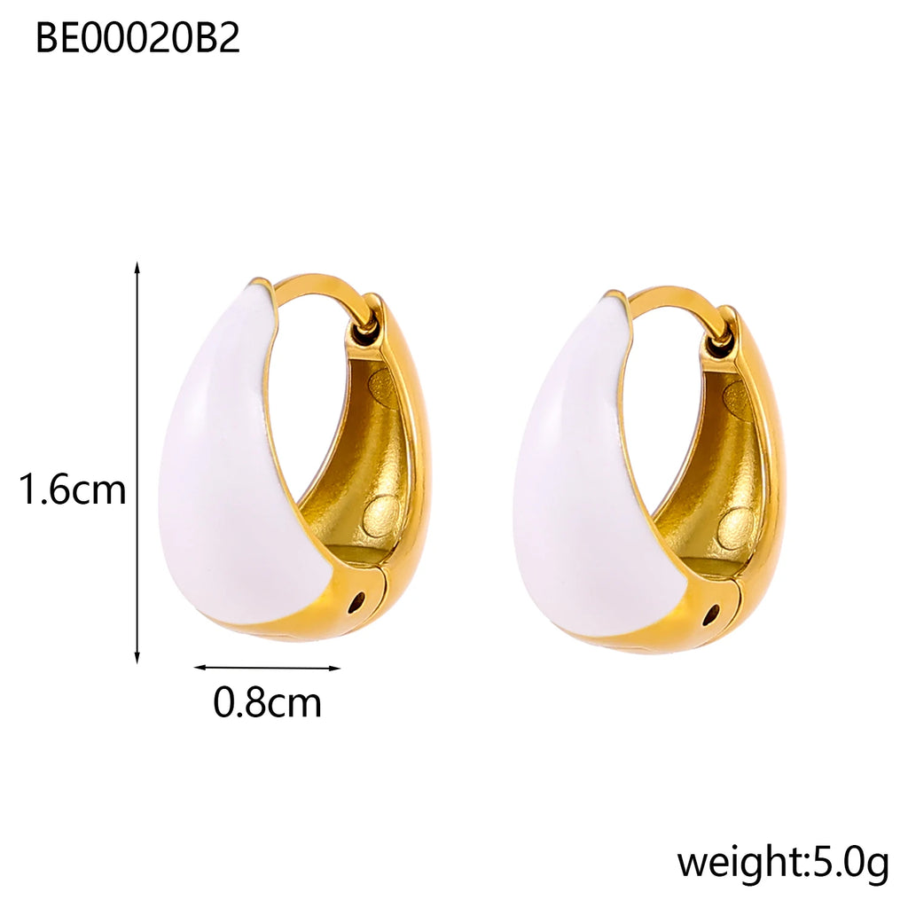 Glamour Jewelry Edelstahl tropfendes Öl schwarz weiß bunte Emaille-Creolen geometrische Emaille-Ohrstecker für Frauen