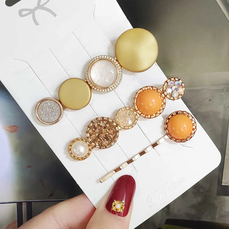 3/4 stücke Set Perle Haar Clip Für Frauen Koreanische Haarnadeln Geometrische Kristall Haar Barrettes Mädchen Hairgrip Haar Zubehör