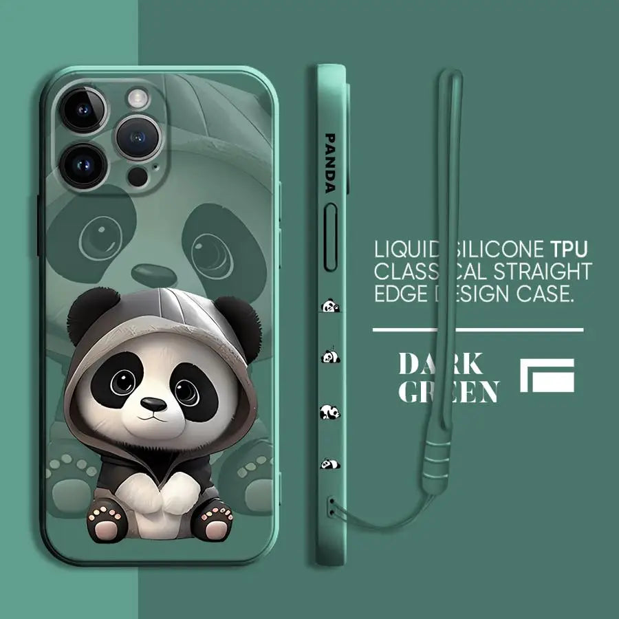 Süße Panda iPhone Hülle – Weiches Silikon Case – für iPhone 7–16 Pro / 14 Pro Max / 15 Plus / SE / XR / XS Max / 12 Mini