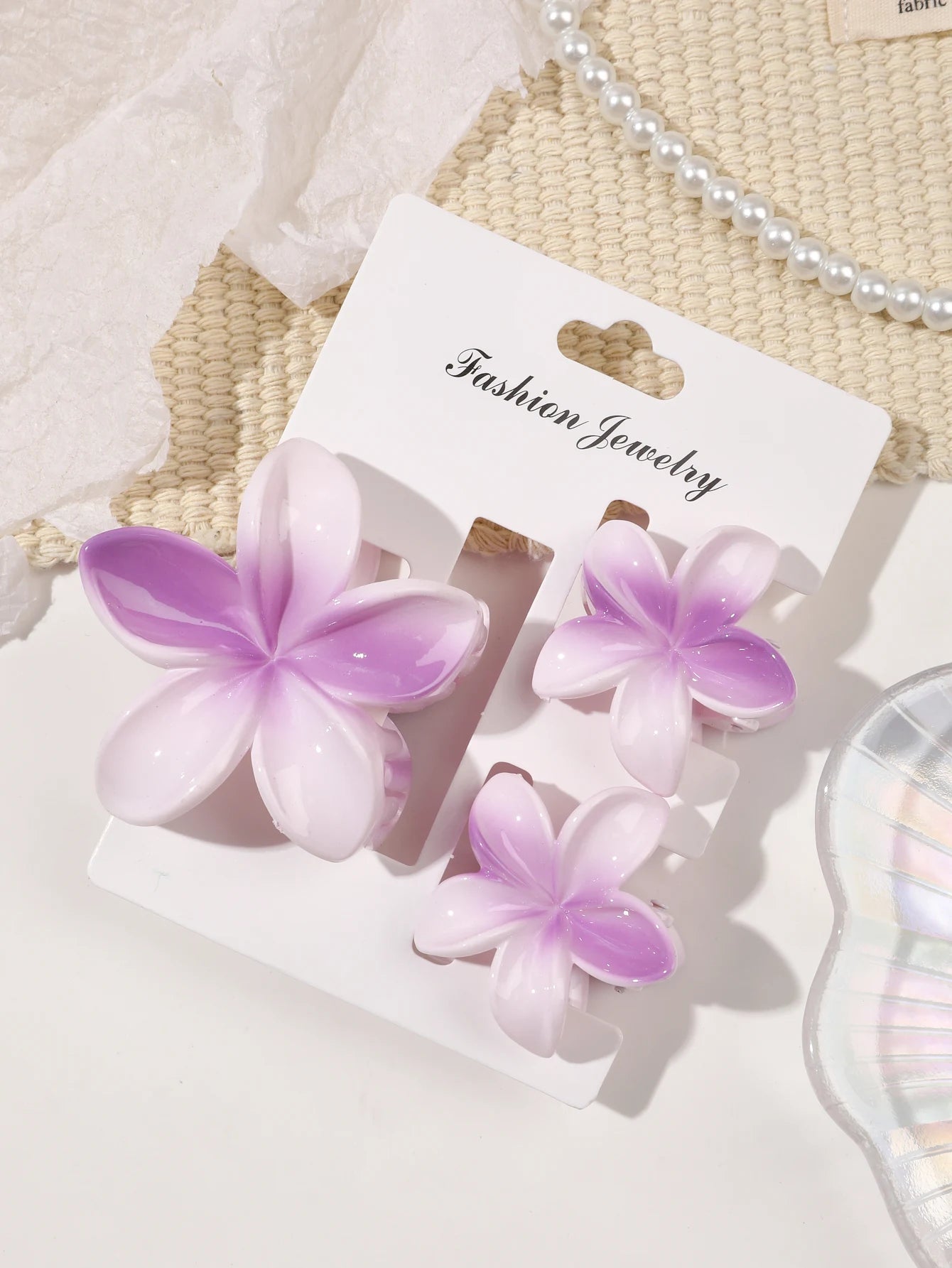 Hawaiianische Blumenkrallenklammern für Frauen, Blumen-Haarklammern mit Marmorader für dünnes Haar, süßer Strand-Haarschmuck