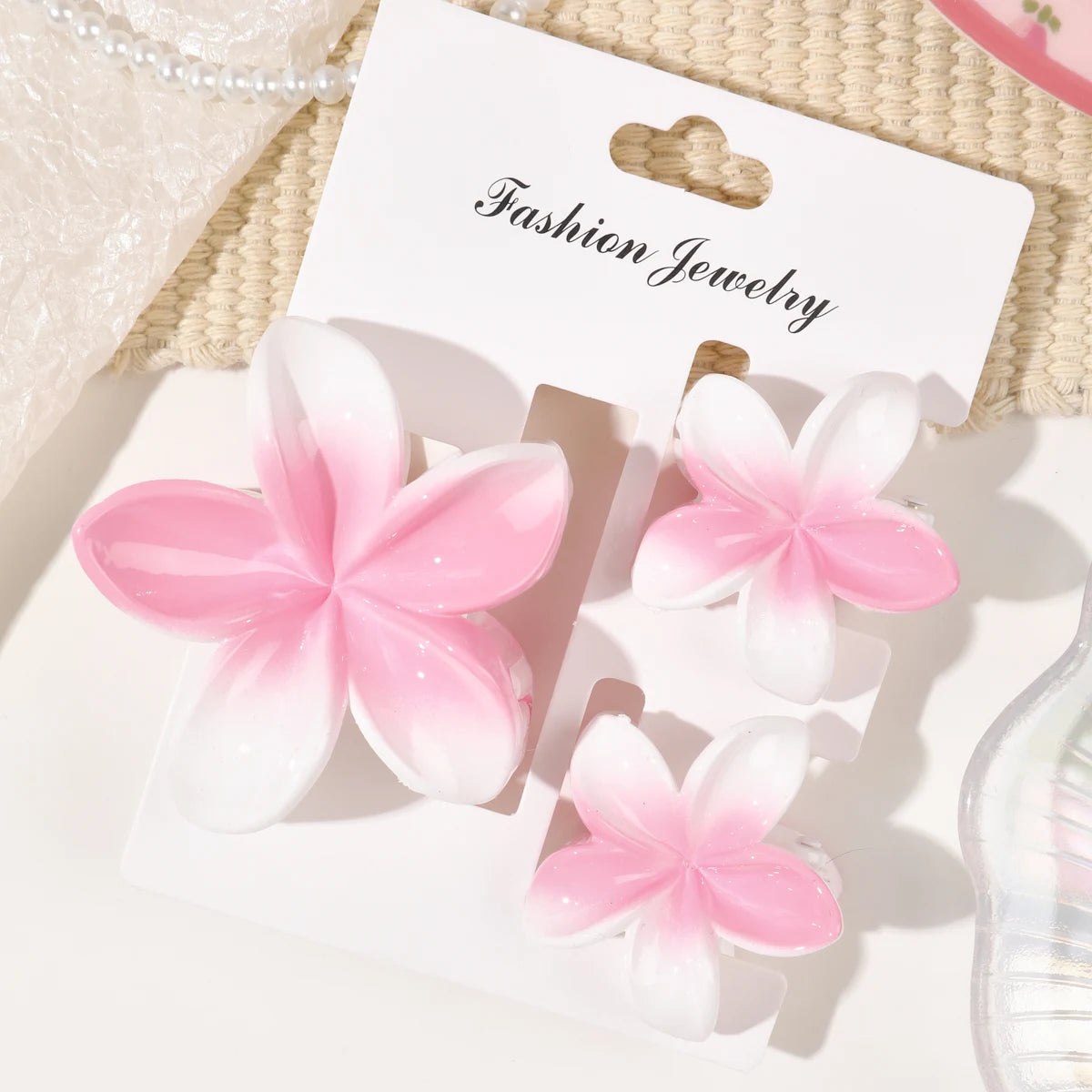 Hawaiianische Blumenkrallenklammern für Frauen, Blumen-Haarklammern mit Marmorader für dünnes Haar, süßer Strand-Haarschmuck