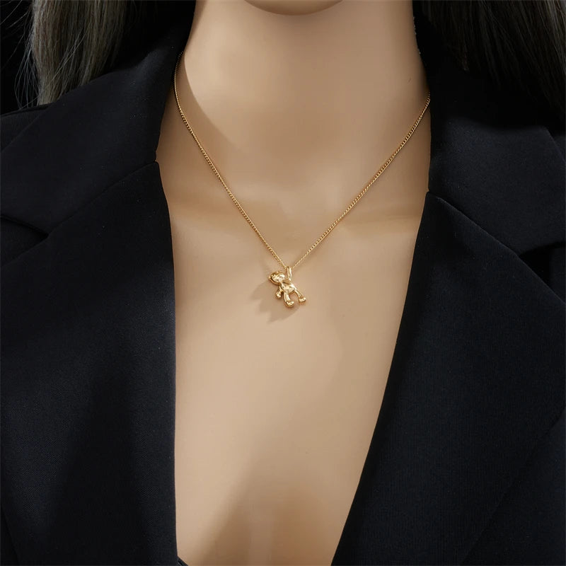 XIYANIKE 316L Edelstahl Halskette Bär Anhänger Kette Zubehör für Frauen Neue Trends Weihnachten Mädchen Schmuck Geschenke Collier