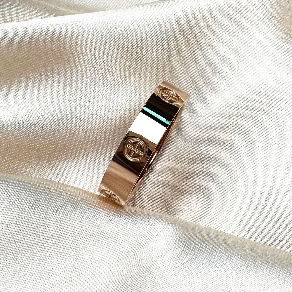 Luxusmarke, klassisches Kreuz mit Stein, Edelstahlring für Mädchen und Frauen, Paarringe für Hochzeit, Geburtstag, Geschenk, verblasst nicht