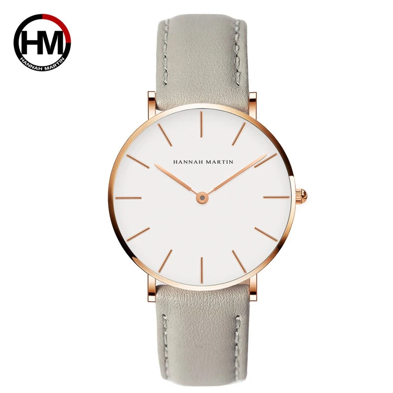 Hannah Martin Top Marke Luxus Uhren Frauen Edelstahl Mesh Gürtel Uhr Japan Quarzwerk Uhr Damen Armbanduhr