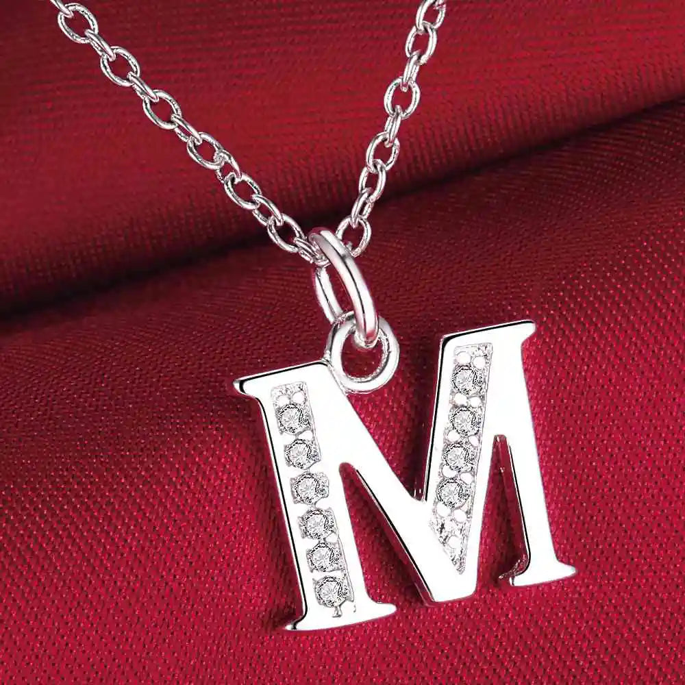 26 Buchstaben 925 Sterling Silber Halskette Anhänger Zirkon für Frauen exquisite Student Freundin Schmuck Zubehör Hochzeitsgeschenk