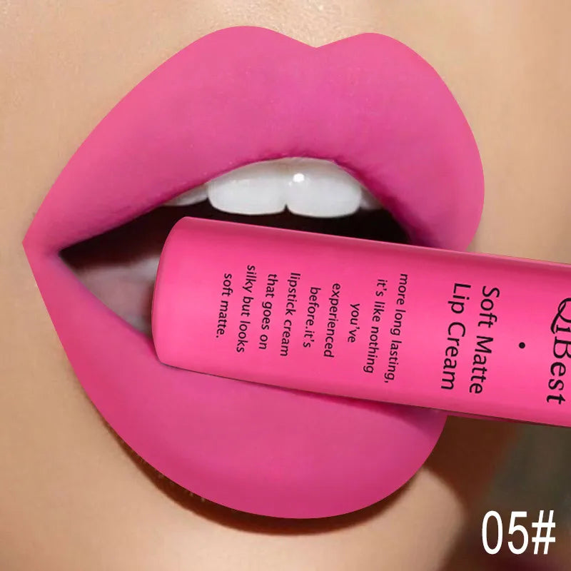 QIBEST Sexy Samt Matte Lip Gloss Flüssigen Lippenstift Lipgloss Schönheit Rot Nude Wasserdicht Langlebig Lip Stain Make-Up Für Frauen