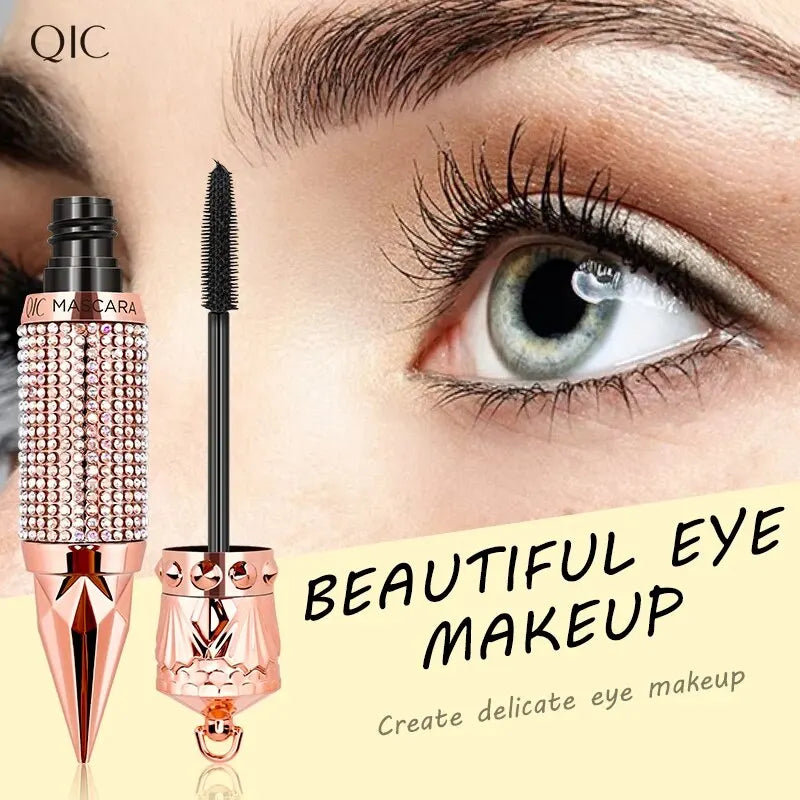 Mascara wasserdicht wisch fest längliche Wimpern Make-up-Tool, natürliche dicke Locken, Strass dekorative Schale
