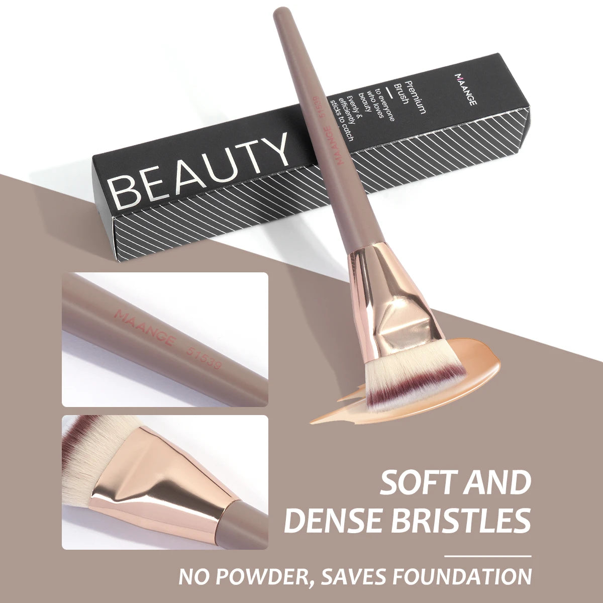 MAANGE Flachkopf-Grundierungspinsel mit Box – Für Puder, Rouge & Concealer