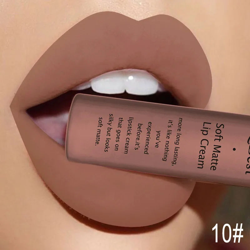 QIBEST Sexy Samt Matte Lip Gloss Flüssigen Lippenstift Lipgloss Schönheit Rot Nude Wasserdicht Langlebig Lip Stain Make-Up Für Frauen