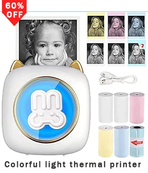 Tragbarer Mini-Thermodrucker, kabellos, BT 203 dpi, Fotoetikett, Memo, falsche Frage, Drucken mit USB-Kabel, tragbar