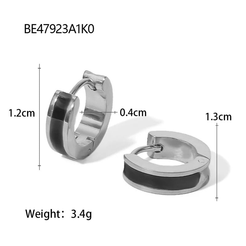 Glamour Jewelry Edelstahl tropfendes Öl schwarz weiß bunte Emaille-Creolen geometrische Emaille-Ohrstecker für Frauen