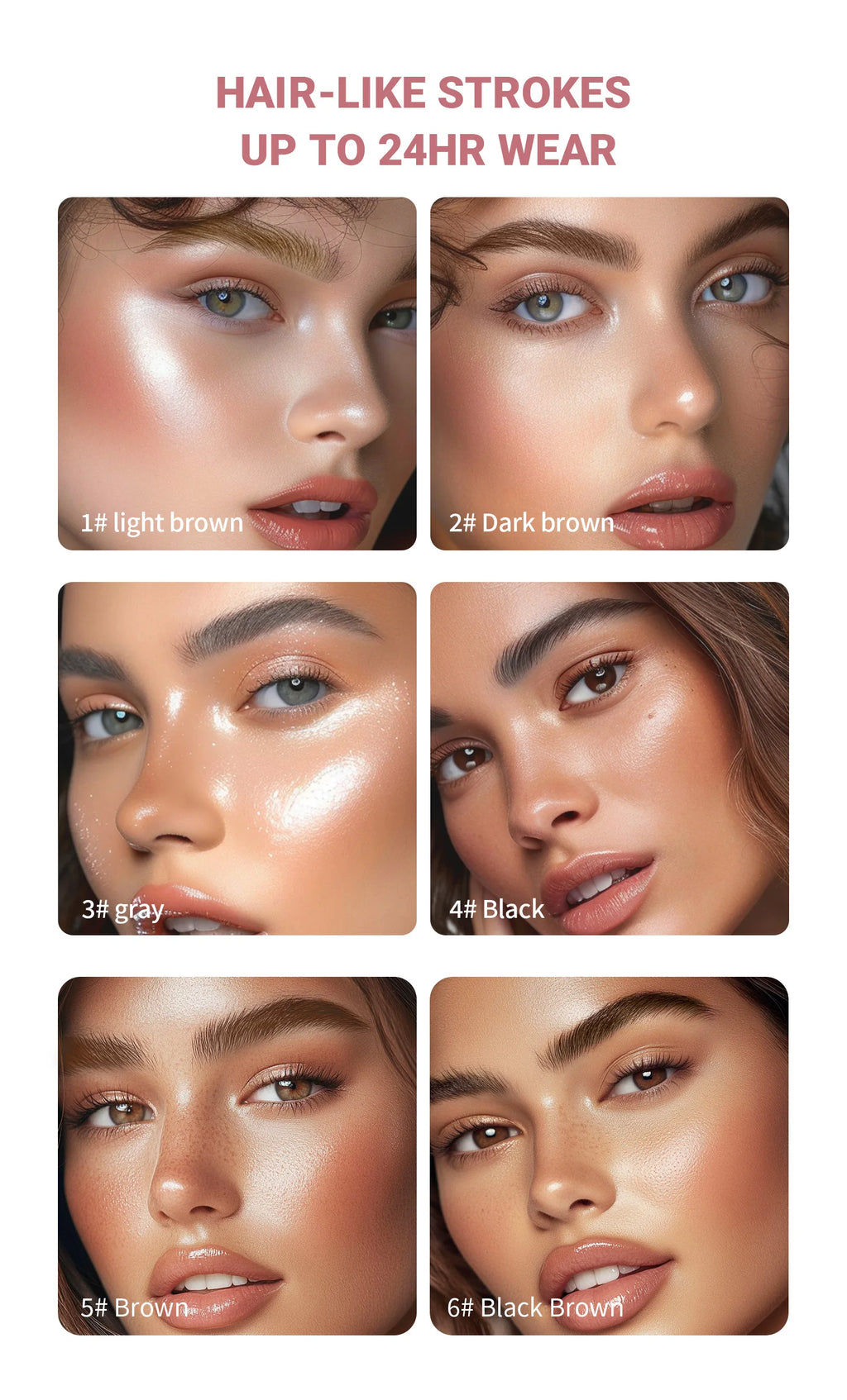 Augenbrauenstift mit 4 Gabelspitzen, 3D-Microblading, wasserfest, dunkelbraun, natürliche Farbe, feiner Strich, magischer Augenbrauenstift, 2024, neue Damen