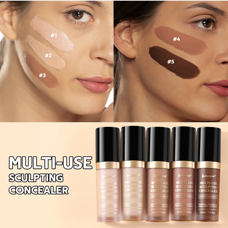 Lakerain 5-Farben-wasserfester Concealer, matt, hohe Deckkraft, ölkontrollierende Grundierung für Aknenarben und Augenringe, Kosmetika