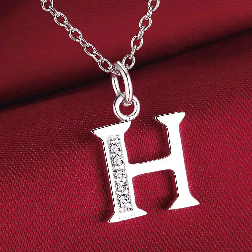 26 Buchstaben 925 Sterling Silber Halskette Anhänger Zirkon für Frauen exquisite Student Freundin Schmuck Zubehör Hochzeitsgeschenk