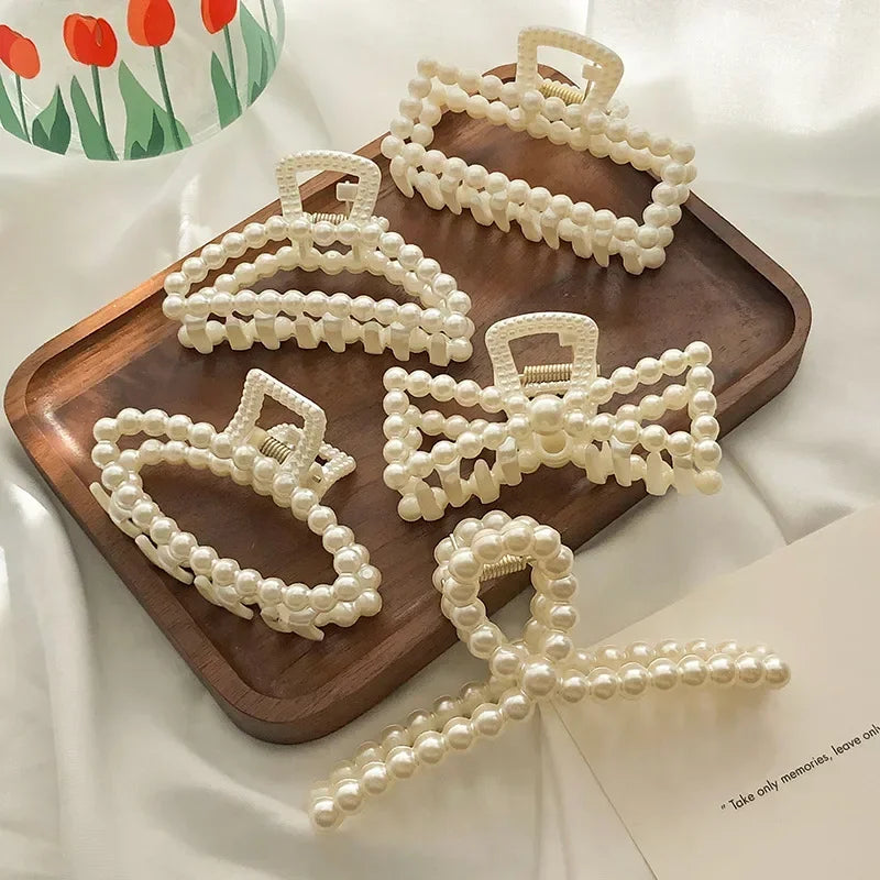 Koreanische Imitation Perle Haarnadeln Geometrische Haar Krallen Bad Große Fang Clip Shark Clip Zurück Kopf Haar Clip Frauen Haar Zubehör