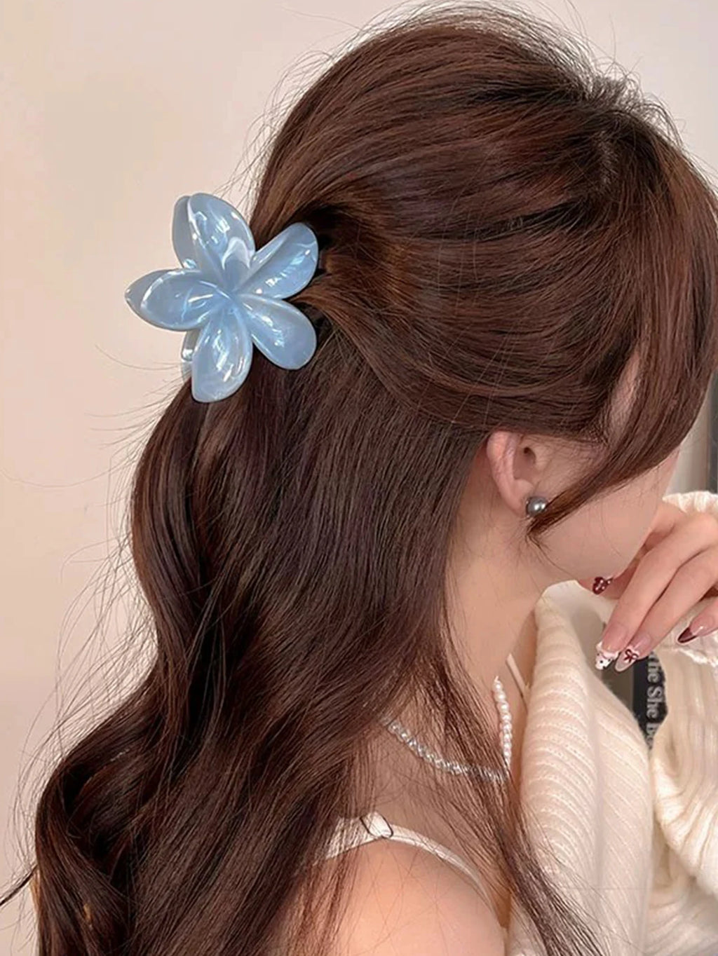 Hawaiianische Blumenkrallenklammern für Frauen, Blumen-Haarklammern mit Marmorader für dünnes Haar, süßer Strand-Haarschmuck