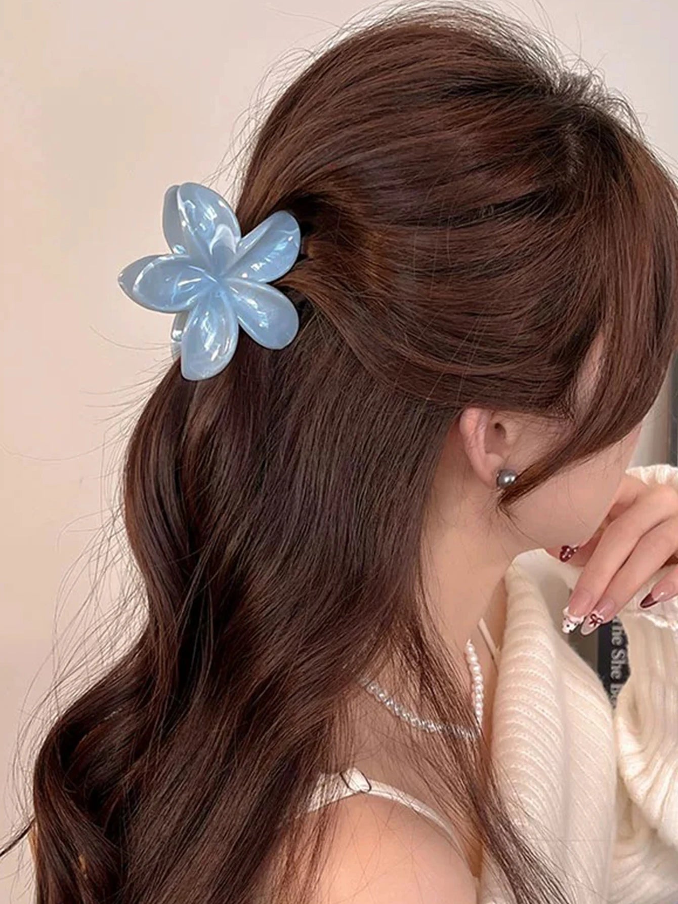 Hawaiianische Blumenkrallenklammern für Frauen, Blumen-Haarklammern mit Marmorader für dünnes Haar, süßer Strand-Haarschmuck