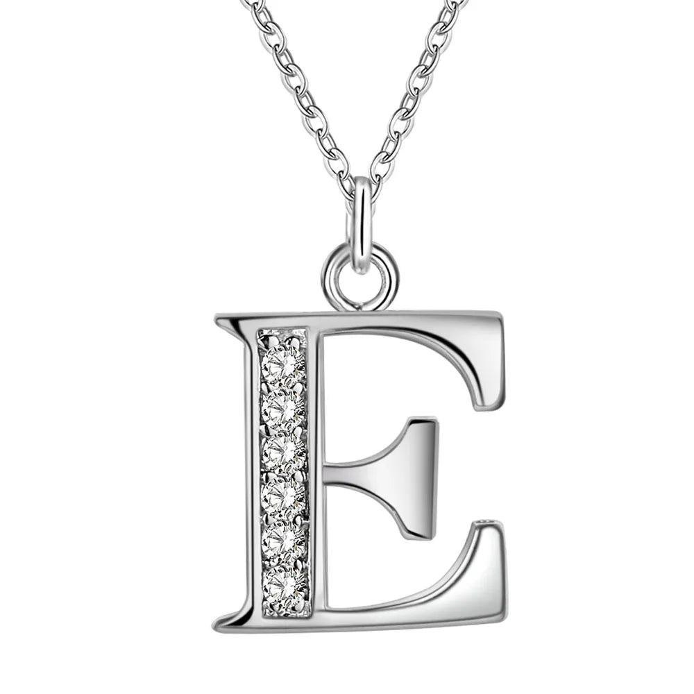 26 Buchstaben 925 Sterling Silber Halskette Anhänger Zirkon für Frauen exquisite Student Freundin Schmuck Zubehör Hochzeitsgeschenk