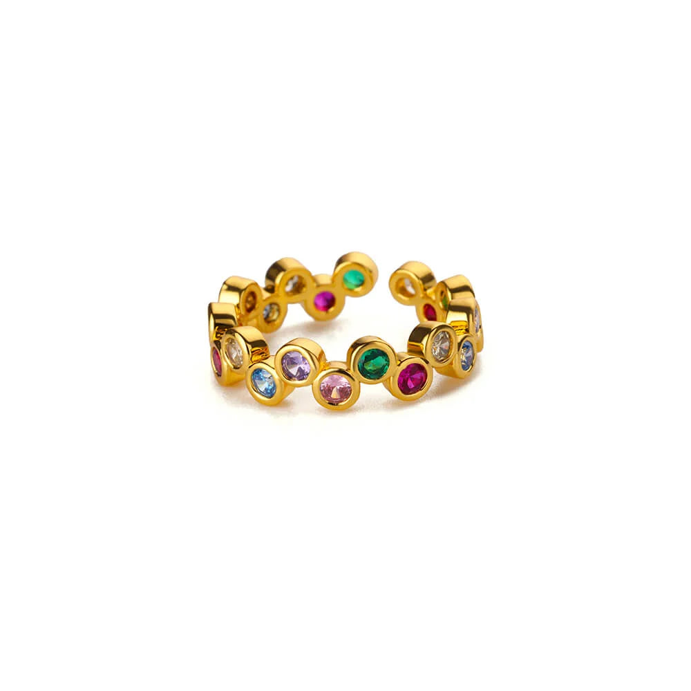 Bunte Zirkon Ringe Für Frauen Gold Farbe Edelstahl Farbige Zirkonia Ring Luxus Mode Hochzeit Schmuck Geschenk