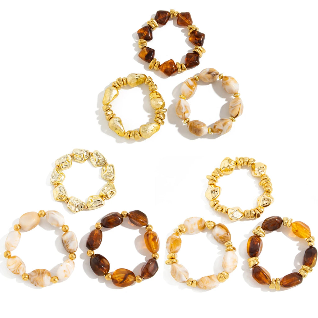 Salircon Y2K 3 Teile/satz Böhmischen Acryl Harz CCB Perlen Armband Frauen Vintage Barock Stil Spleißen Armreif Täglichen Charme Schmuck