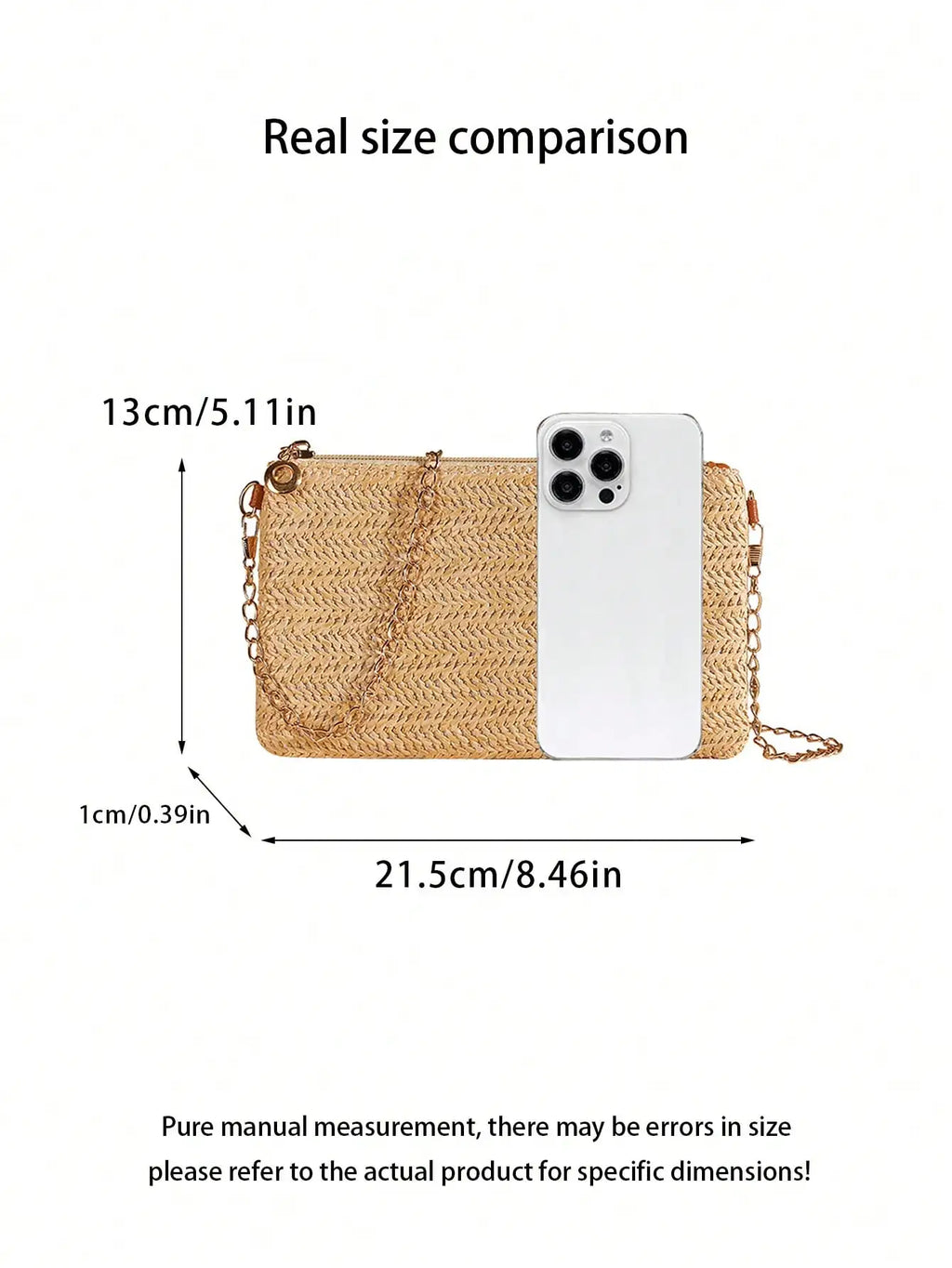 Neue kleine quadratische Tasche aus Strohgewebe, einfache und modische Handytasche mit Kette, kleine, leichte und vielseitige Mini-Umhängetasche