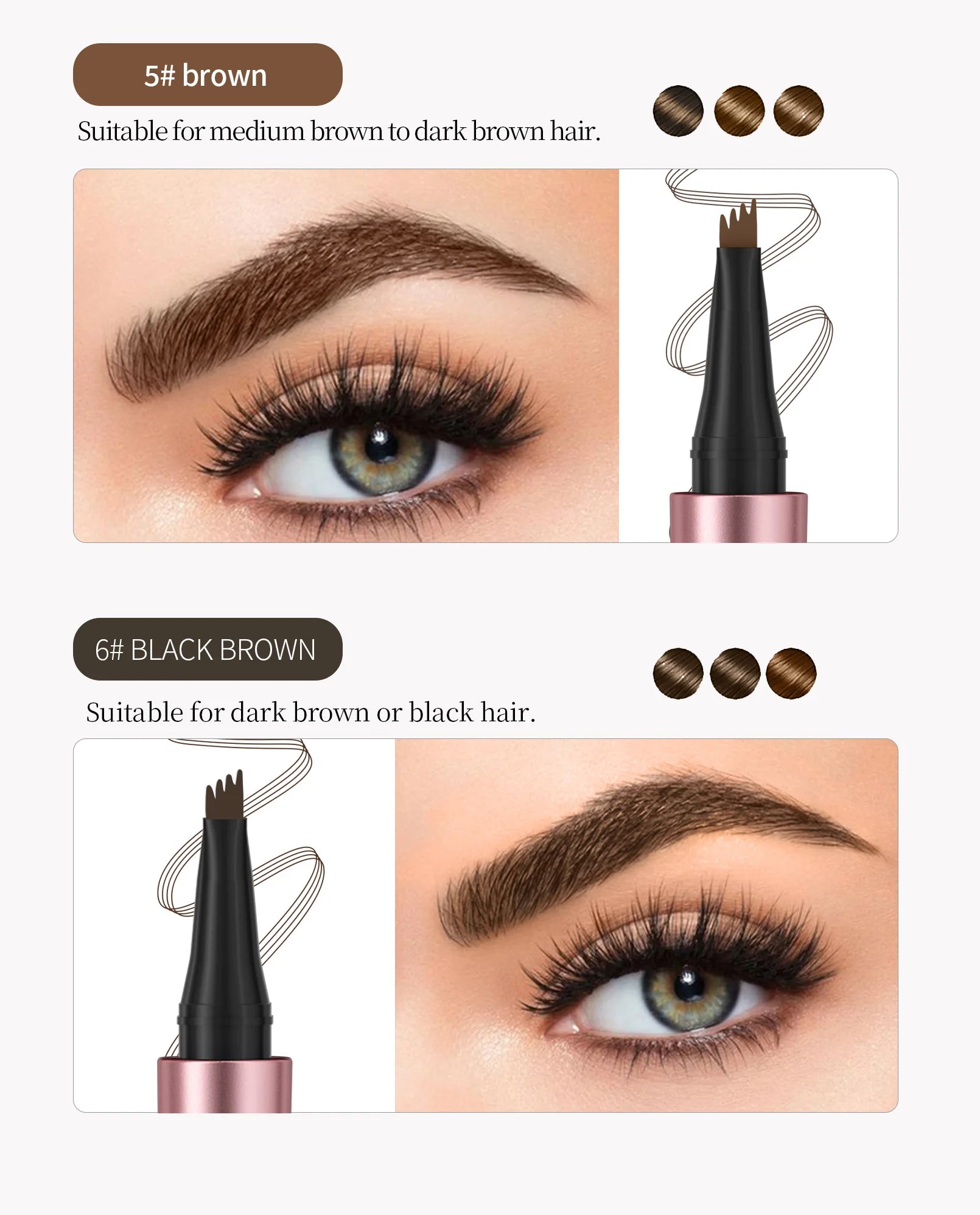Augenbrauenstift mit 4 Gabelspitzen, 3D-Microblading, wasserfest, dunkelbraun, natürliche Farbe, feiner Strich, magischer Augenbrauenstift, 2024, neue Damen