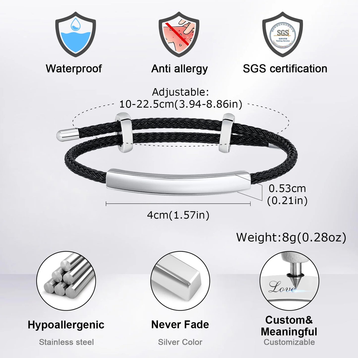 Edelstahl-Armband mit kostenloser Gravur – personalisierbarer Namensarmreif