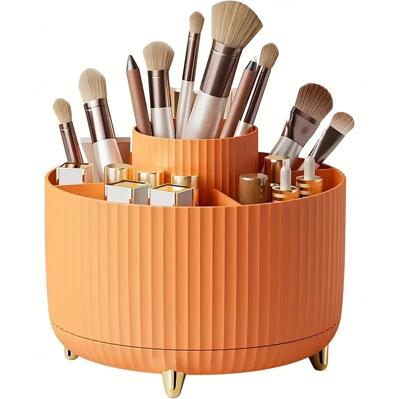 360 °   Rotierender 5-Slot-Make-up-Pinselhalter, Organizer, multifunktionale Schreibtischaufbewahrung, Kosmetikaufbewahrung für Waschtisch, Schreibtisch, Badezimmer