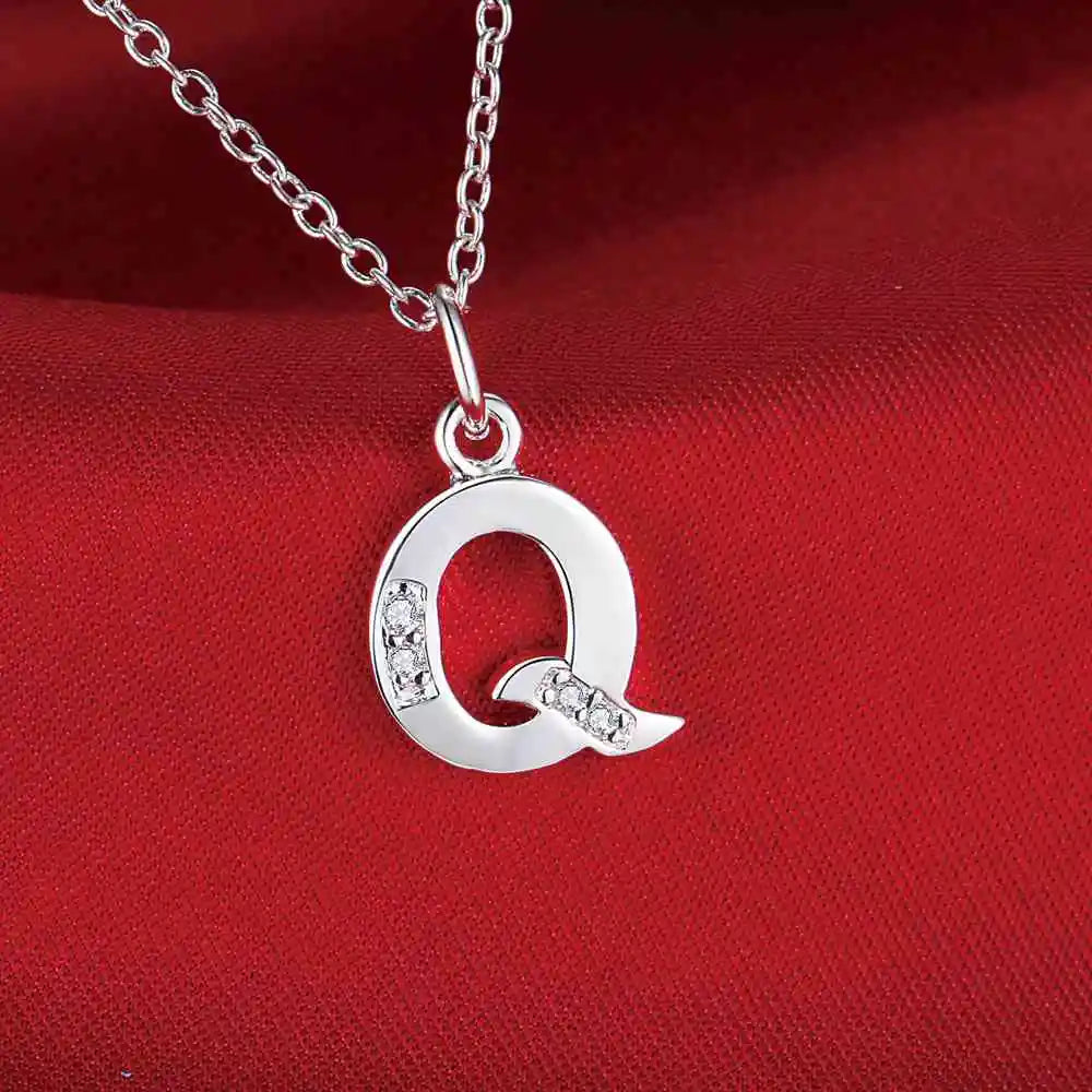 26 Buchstaben 925 Sterling Silber Halskette Anhänger Zirkon für Frauen exquisite Student Freundin Schmuck Zubehör Hochzeitsgeschenk