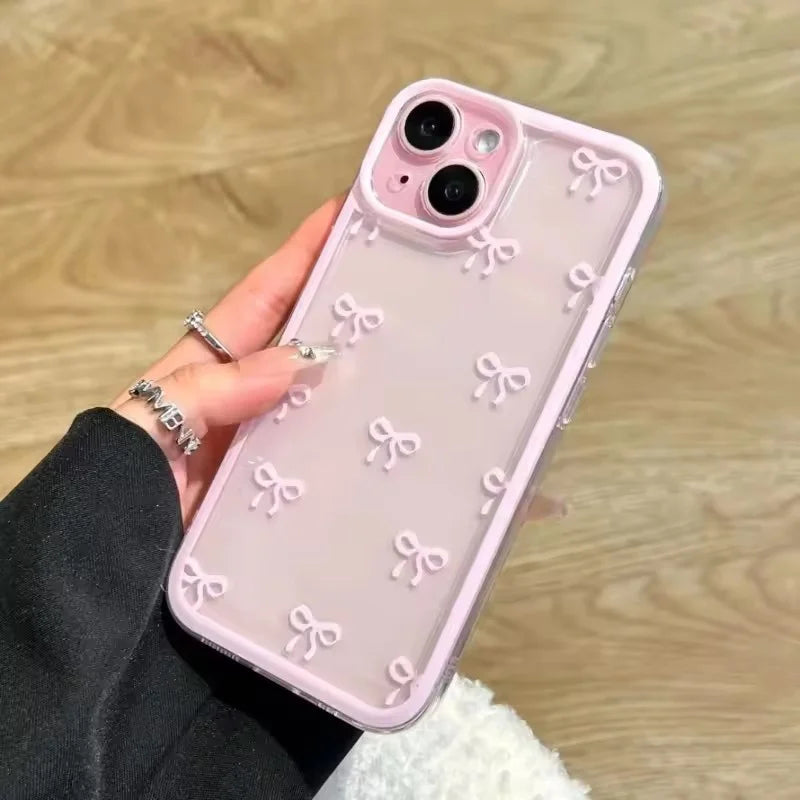 Candy Color Bowknot Design Soft Phone Case für iPhone 17 Air 16 15 14 13 12 11 Pro Max 16 Plus 16E stoßfeste Soft Clear Cover