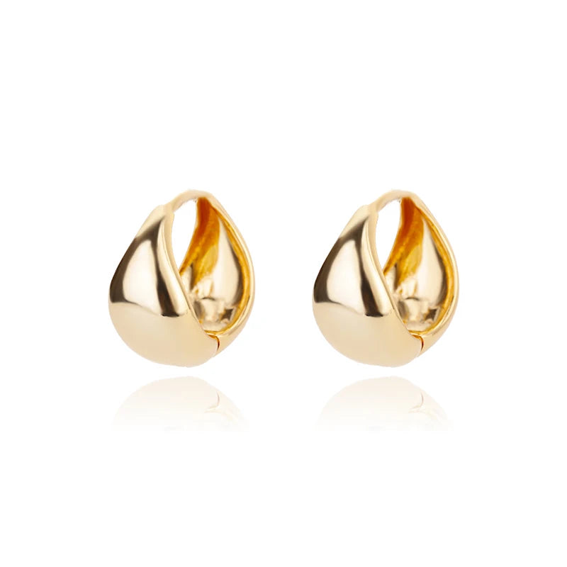 Klobige flache kleine Kreis-Creolen für Frauen, Charm, silberfarben, Edelstahl, geometrische Ohrringe, minimalistischer Schmuck