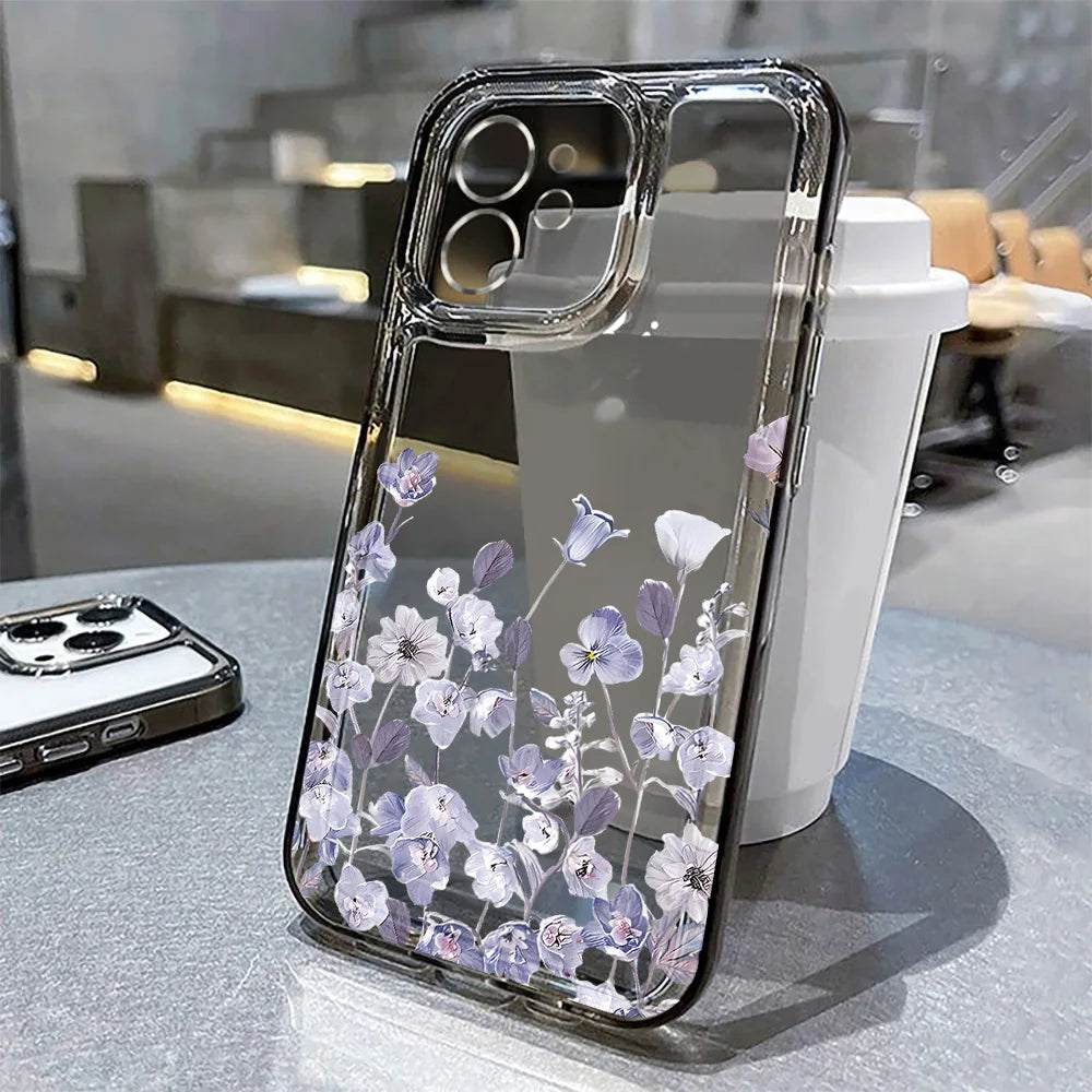 Blume Telefon Fall Für iPhone 16 Pro 13 15 11 12 14 17 Pro Max 16E XR 7 8 SE XS stoßfest Transparente Abdeckung Silikon Weiche Fundas