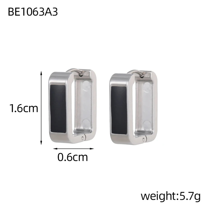 Glamour Jewelry Edelstahl tropfendes Öl schwarz weiß bunte Emaille-Creolen geometrische Emaille-Ohrstecker für Frauen