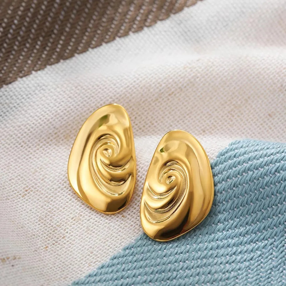 Mode Glänzende Drei-Schicht Strukturierte Kreuzung Knoten Ohrringe für Frauen Gold Farbe Edelstahl Ohrring Vintage-Schmuck Geschenk
