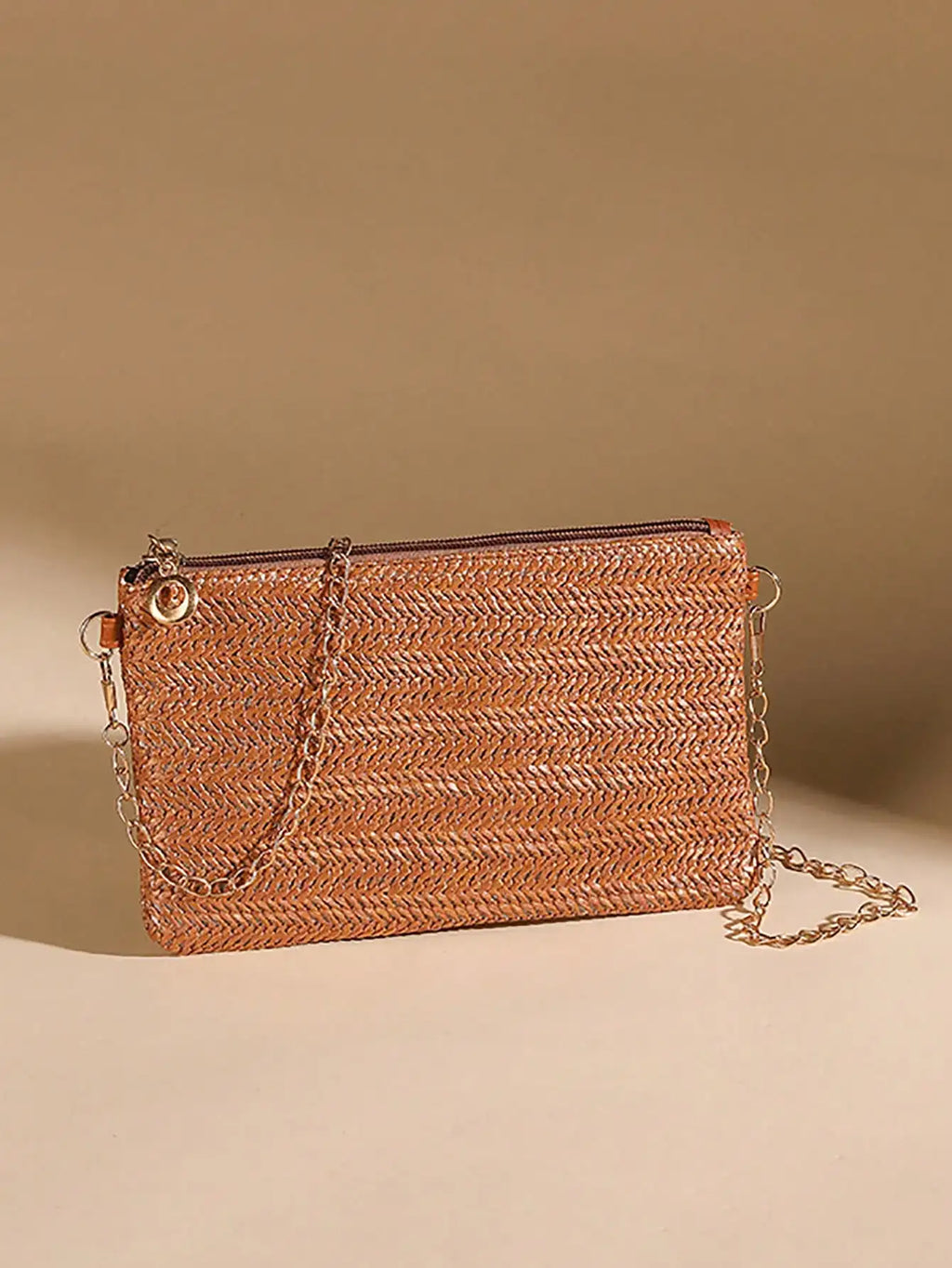 Neue kleine quadratische Tasche aus Strohgewebe, einfache und modische Handytasche mit Kette, kleine, leichte und vielseitige Mini-Umhängetasche