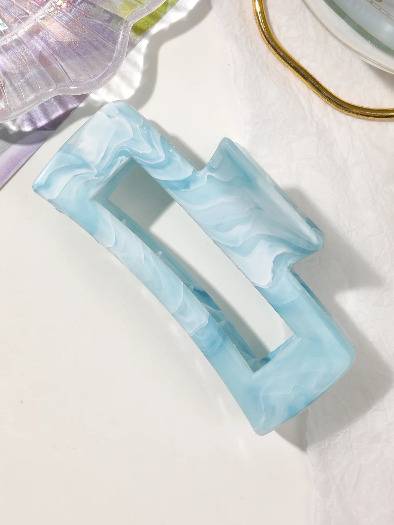 Große Marmor-Haarklammern 2er-Set – Starker Halt für dickes Haar