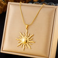 DIEYURO 316L Edelstahl Goldene Mode Sonne Anhänger Halskette Für Frauen Mädchen 2024 Neue Concise Solar Hals Kette Schmuck Geschenk
