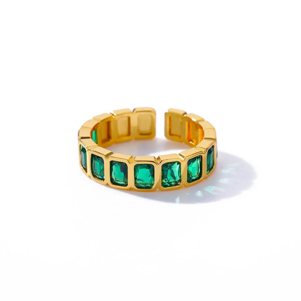Bunte Zirkon Ringe Für Frauen Gold Farbe Edelstahl Farbige Zirkonia Ring Luxus Mode Hochzeit Schmuck Geschenk