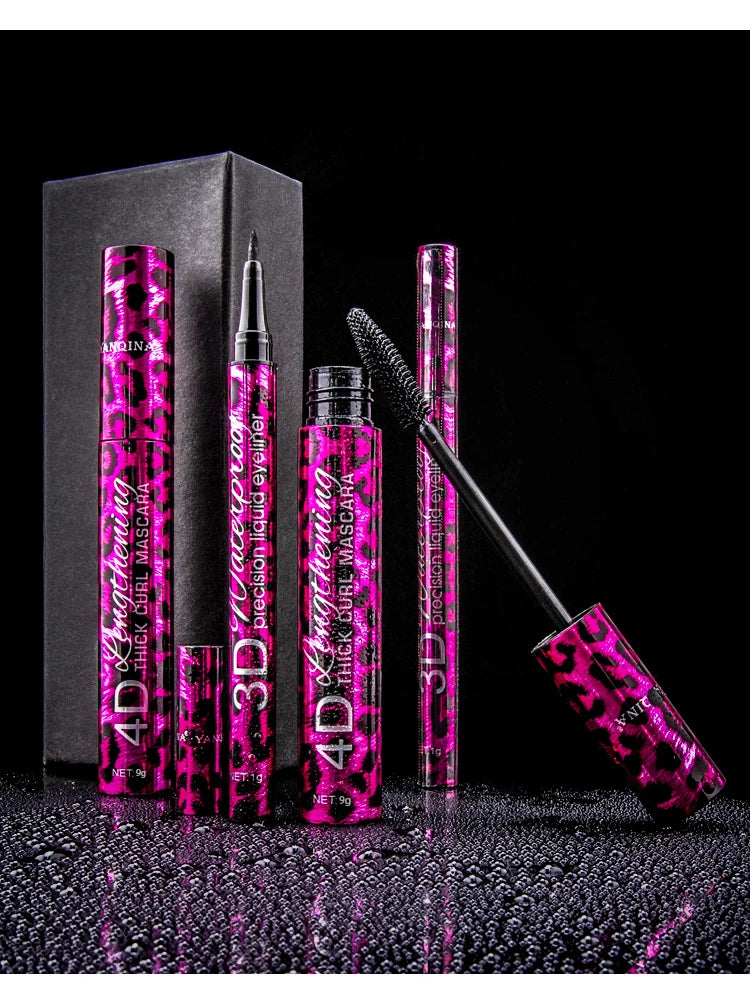 Yanqina flüssiger Eyeliner Bleistift 4d wasserdichte Mascara Set Kosmetik Eyeliner dicke Curling Mascara Augenbrauen Bleistift Augen Make-up