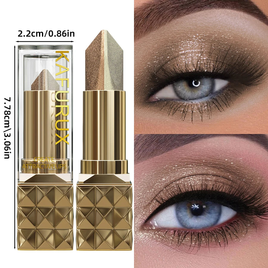 Zweifarbiger Lidschattenstift, schimmernd, glitzernd, braune Farbe, dimensional, natürlich, ohne Make-up auszuziehen, Augenkosmetik für Frauen, Geschenk