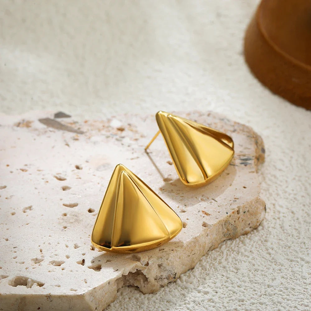 Mode Glänzende Drei-Schicht Strukturierte Kreuzung Knoten Ohrringe für Frauen Gold Farbe Edelstahl Ohrring Vintage-Schmuck Geschenk