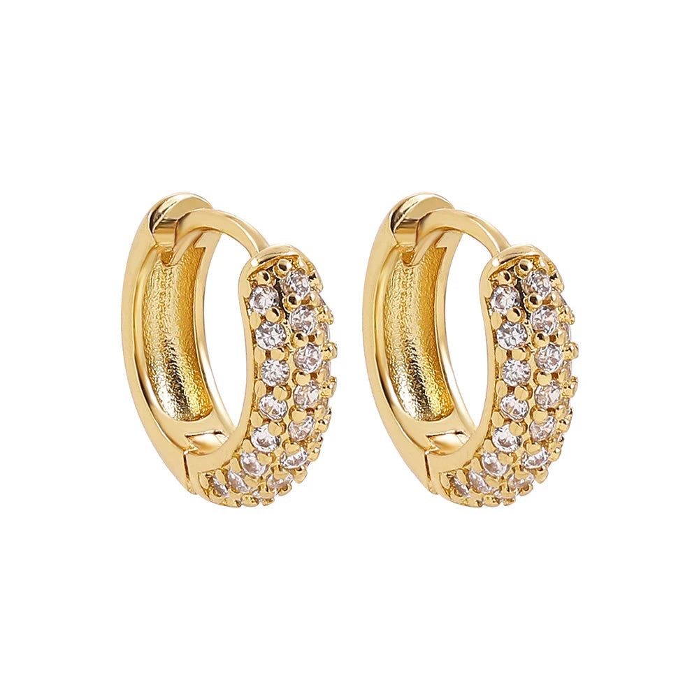 Mode CZ Zirkon Runde Huggie Creolen für Frauen Geometrische U Form Ohr Schnalle Hoops Vergoldet Edelstahl Schmuck