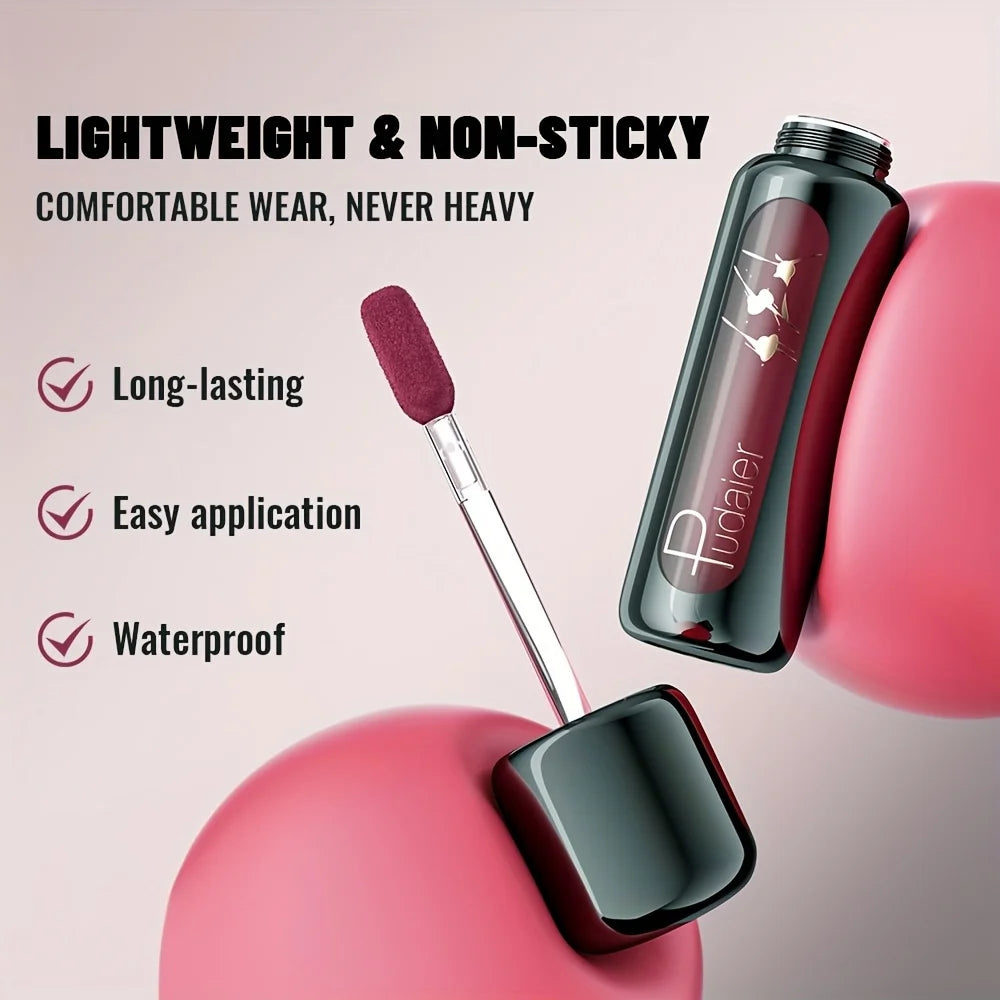 1 Stück mattierter Samt-Lipgloss, hochsättigter flüssiger Lippenschlamm, langlebig, antihaftbeschichtet, kompatibel mit allen Hauttöpfen, Muttertagsgeschenk