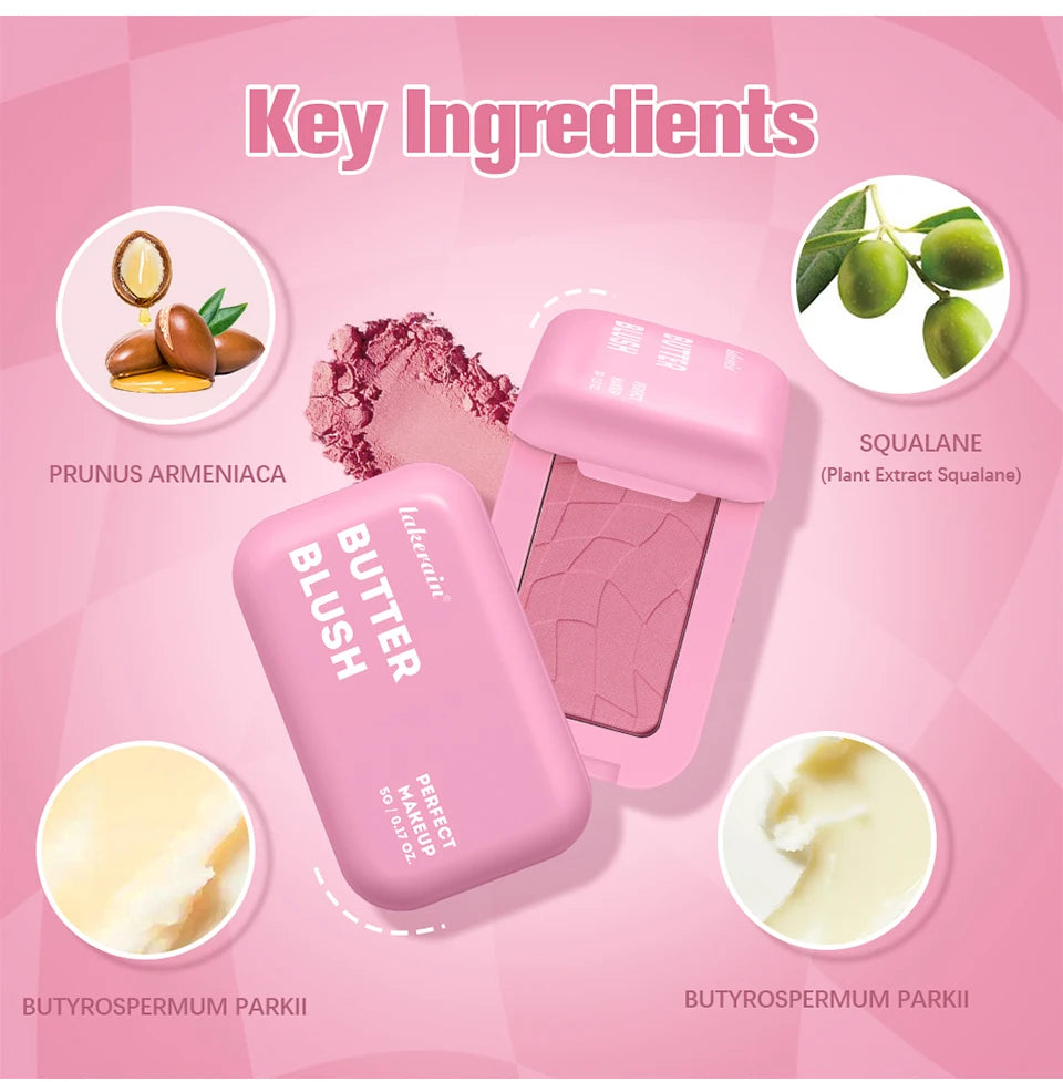 Professionelles Puder-Rouge – 12 Stunden Halt, Vegane Formel, Rosa & Creme