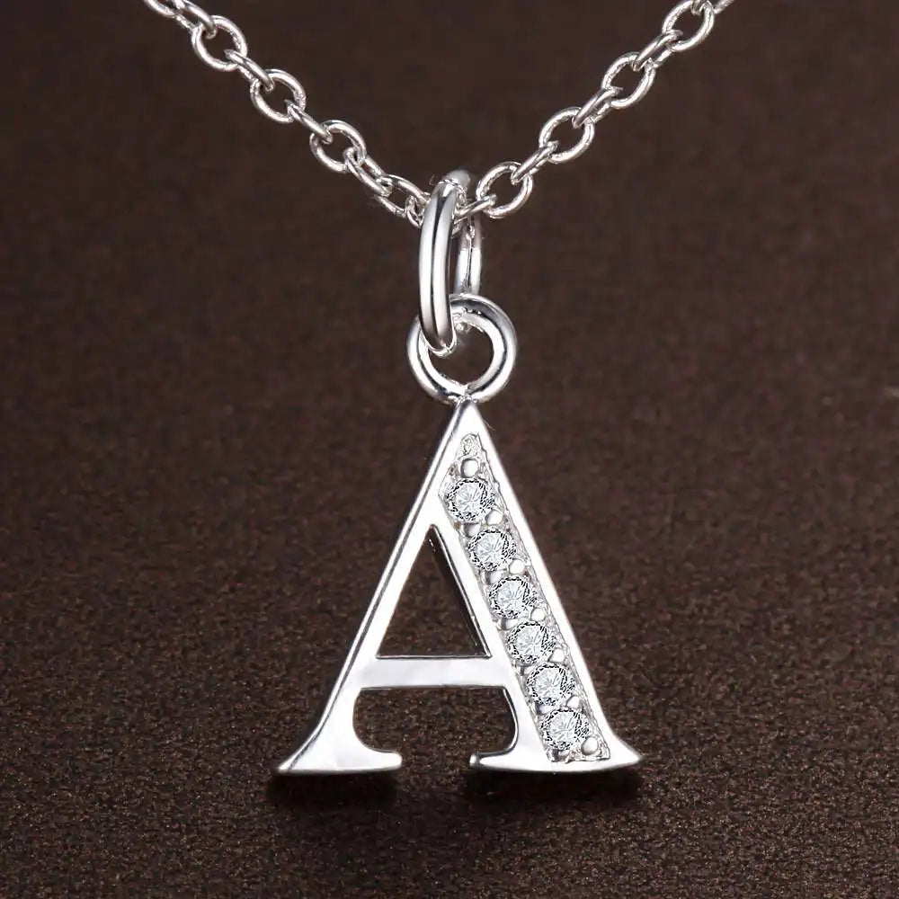 26 Buchstaben 925 Sterling Silber Halskette Anhänger Zirkon für Frauen exquisite Student Freundin Schmuck Zubehör Hochzeitsgeschenk