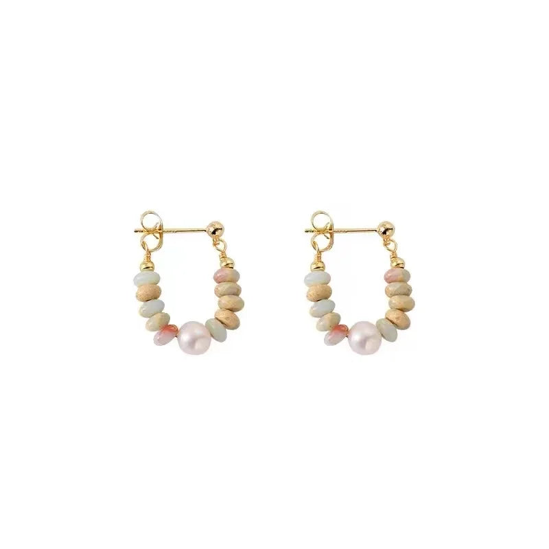 Urlaubsstil-Design, Naturstein-Perlen-Perlen-Anhänger-Ohrringe für Frauen und Mädchen, 2024, Modeschmuck, ungewöhnliche Accessoires