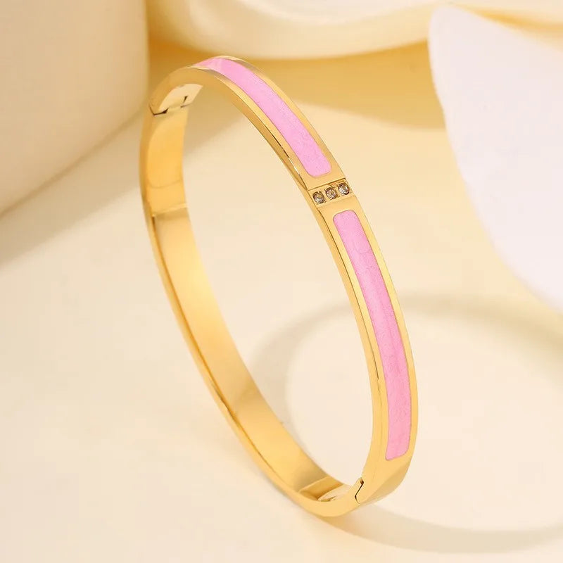 ZAKOL 5/1 Stück funkelndes Edelstahl-Armband-Set mit Zirkonia-Intarsien für Damen, stapelbare Armreifen, modisch, lichtecht, Schmuck, Geschenk
