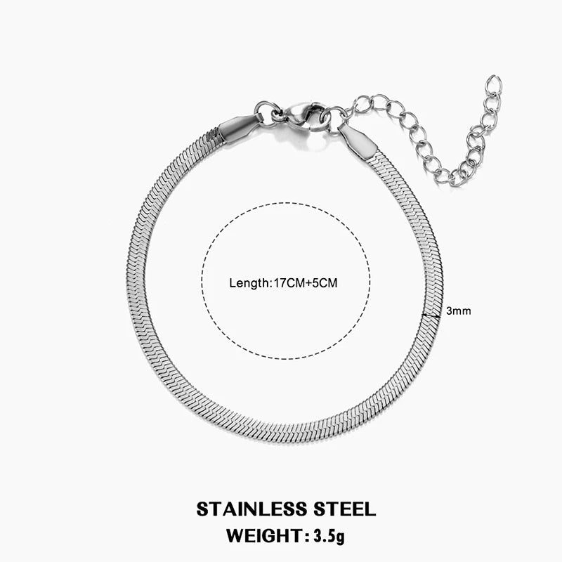 Heiße klassische Unisex flache Schlangenkette Halsband Halskette für Frauen Edelstahl Fischgrätenmuster Gold Silber Farbe Modeschmuck Geschenk