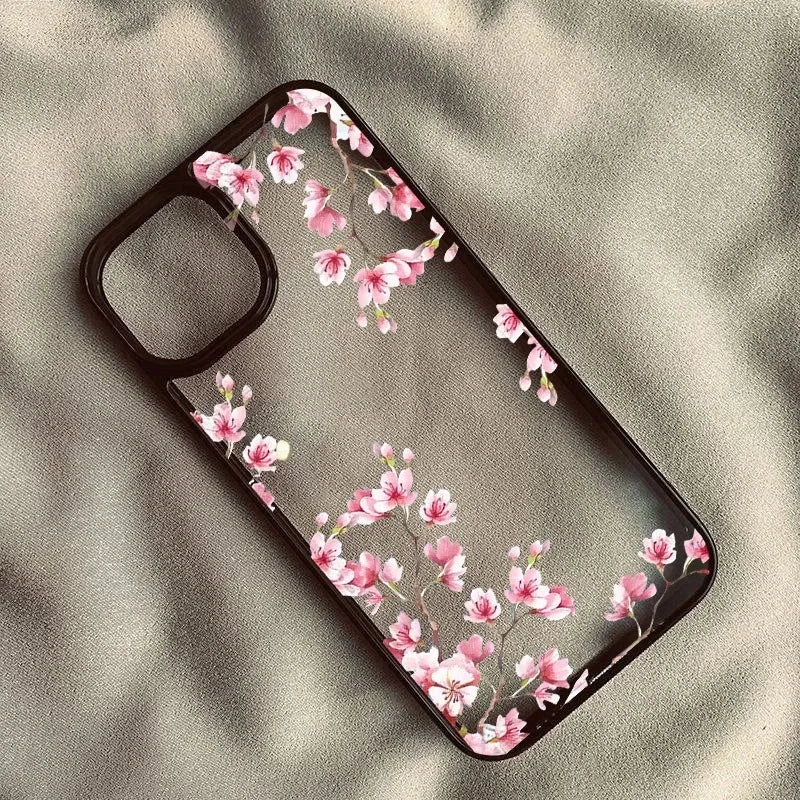 Rosa Magnolienblüten-Handyhülle für iPhone 17, 16, 15, 14, 11, 13, 12 Pro Max, 7 oder 8, SE, 17 Air Plum Blossom, stoßfeste, klare Hartschale